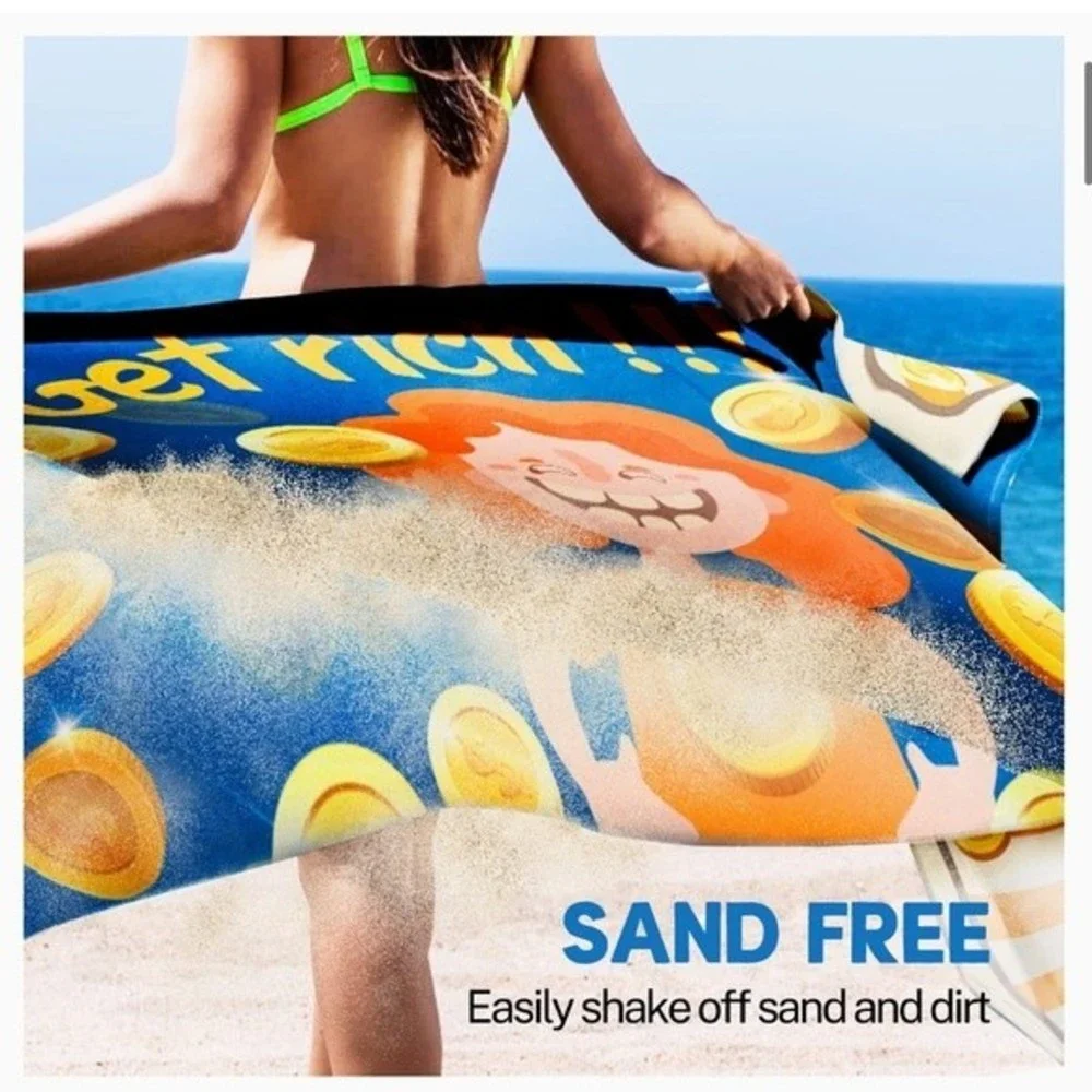 Beach Towel Beach Blanket 2 Pcs 71x35 Microfiber Oversized Quick Dry Sand Free S